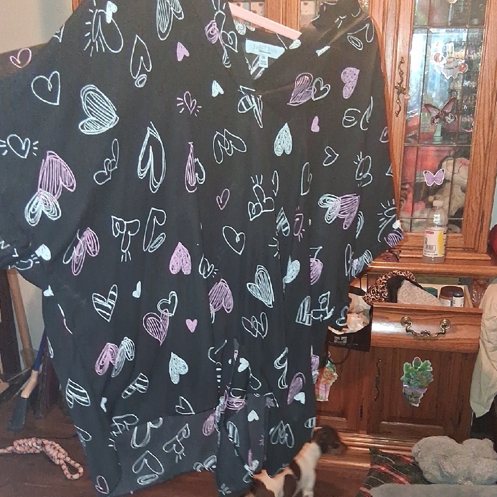 Sweet Rain Black and Purple Heart Blouse